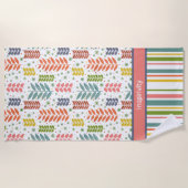 Serviette De Plage Points triés feuille Nom personnalisé Motif tendan (Devant)