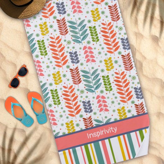 Serviette De Plage Points triés feuille Nom personnalisé Motif tendan