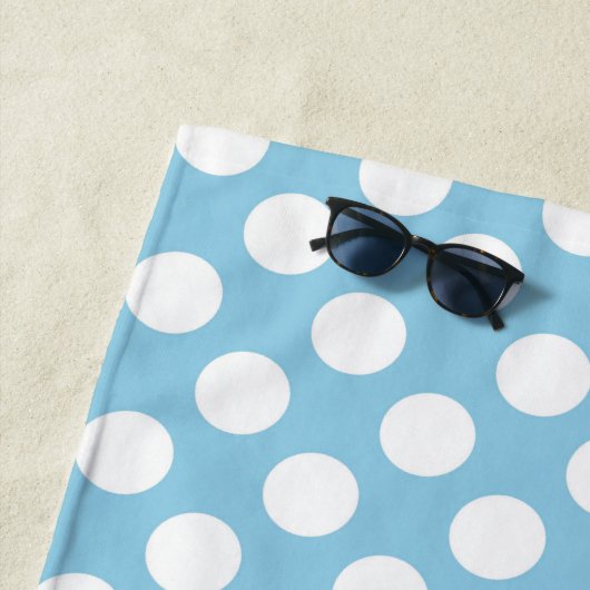 Serviette De Plage Pois Bleus, Motif Pointe Polka, Points, Pointe (En situation)