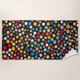 Serviette De Plage Pois colorés sur Arrière - plan foncé