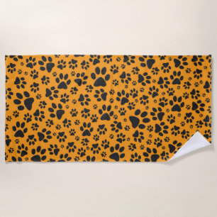 Serviette De Plage Pois de chien noir et blanc Pointe Polka sur dahli
