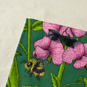 Serviette De Plage Pois doux et bourdons, vert et rose (En situation)