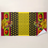 Serviette de plage Pois en or jaune (Devant)