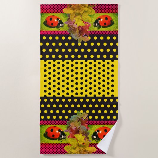 Serviette de plage Pois en or jaune (Devant)