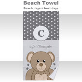 Serviette De Plage Pois en peluche étoiles gris et blanc