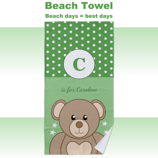 Serviette De Plage Pois en peluche mignonne étoiles vert et blanc