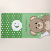 Serviette De Plage Pois en peluche mignonne étoiles vert et blanc (Devant)
