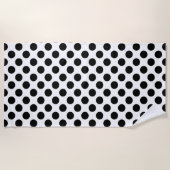 Serviette De Plage Pois, Motif Polka Dot, noir et blanc (Devant)