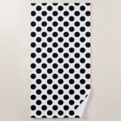 Serviette De Plage Pois, Motif Polka Dot, noir et blanc (Devant)