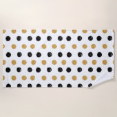 Serviette De Plage Pois noir et or élégant (Devant)