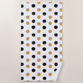 Serviette De Plage Pois noir et or élégant (Devant)