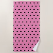 Serviette De Plage Pois roses et noirs (Devant)