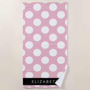Serviette De Plage Pois roses, Motif Pointe Polka, Votre Nom