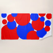 Serviette De Plage Pois rouge, blanc et bleu (Devant)