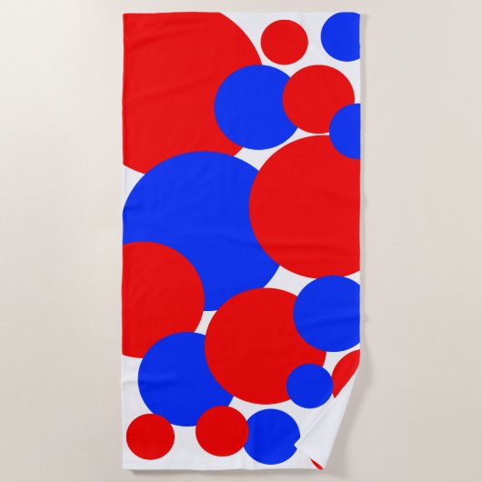 Serviette De Plage Pois rouge, blanc et bleu (Devant)