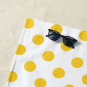 Serviette De Plage Pois Traditionnels, Jaune sur Blanc (En situation)