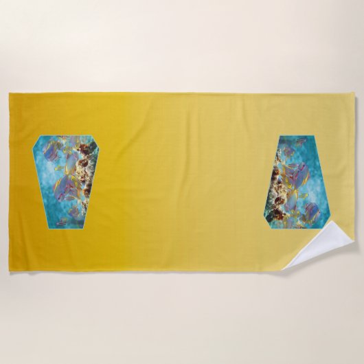 Serviette De Plage Poisson anthias sur récif corallien - Conception p (Devant)