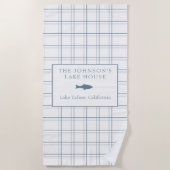 Serviette De Plage Poisson Bleu de la Maison de Lac Plaid Classable (Devant)