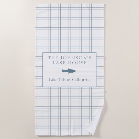 Serviette De Plage Poisson Bleu de la Maison de Lac Plaid Classable (Devant)