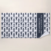 Serviette De Plage poisson bleu scandinave personnalisé (Devant)