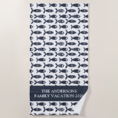 Serviette De Plage poisson bleu scandinave personnalisé (Devant)