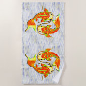 Serviette De Plage Poisson carpe Koi Vert orange sur (Devant)