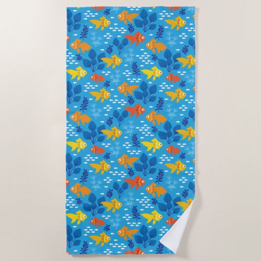 Serviette De Plage Poisson d'or dans l'aquarium (Devant)