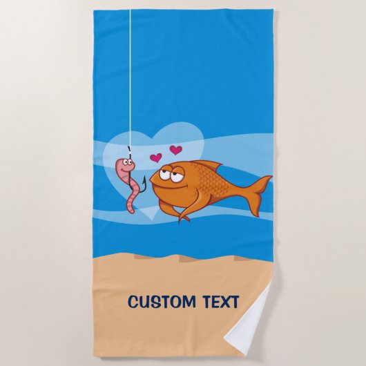 Serviette De Plage Poisson et appât en amour (Devant)