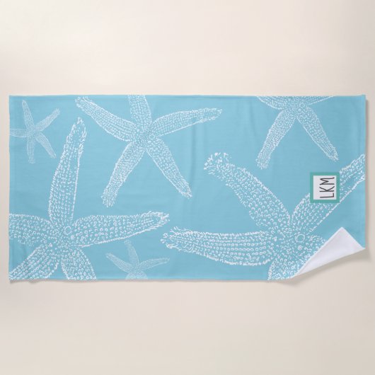 Serviette De Plage Poisson-étoile personnalisée bleu pâle (Devant)