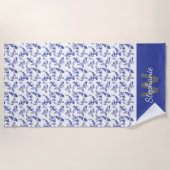 Serviette De Plage Poisson koi bleu et blanc (Devant)