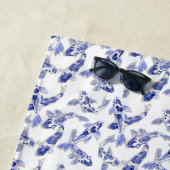 Serviette De Plage Poisson koi bleu et blanc (En situation)