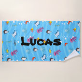 Serviette De Plage poisson mignon et drôle océan bleu Personnalisé En (Devant)