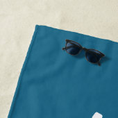 Serviette De Plage Poisson Monogramme Sous Océan Bleu (En situation)