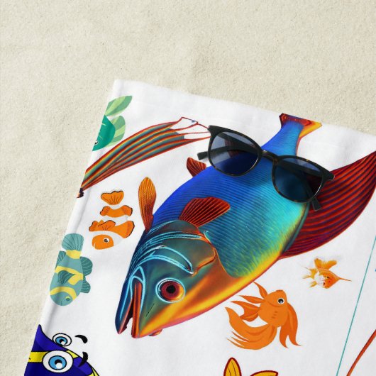 Serviette De Plage poisson 🐠 motif (En situation)
