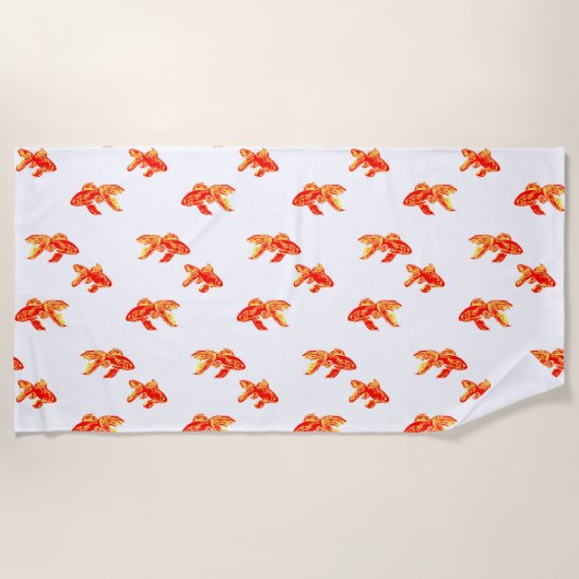 Serviette De Plage Poisson rouge et jaune (Devant)