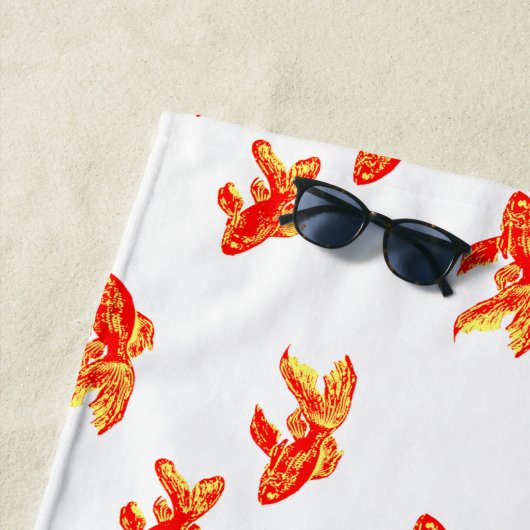 Serviette De Plage Poisson rouge et jaune (En situation)