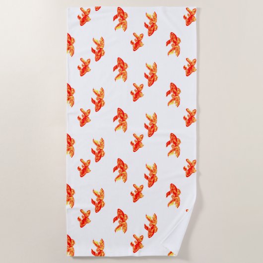 Serviette De Plage Poisson rouge et jaune (Devant)