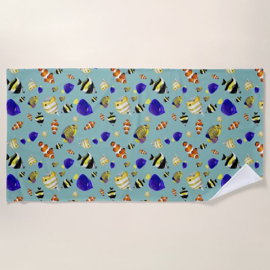 Serviette De Plage Poisson tropical coloré (Devant)