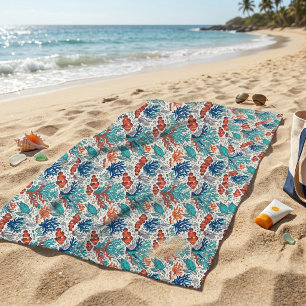 Serviette De Plage Poisson Tropical Coloré Motif Corail