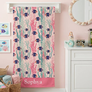 Serviette De Plage Poisson tropical rose personnalisé