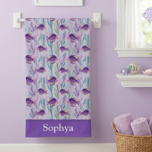 Serviette De Plage Poisson tropical violet personnalisé