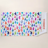 Serviette De Plage Poissons d'aquarelle d'arc-en-ciel sous les (Devant)