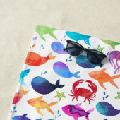 Serviette De Plage Poissons d'aquarelle d'arc-en-ciel sous les (En situation)