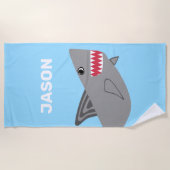 Serviette De Plage Poissons gris de garçons bleus de requin d'enfants (Devant)