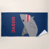 Serviette De Plage Poissons gris de garçons bleus de requin d'enfants (Devant)