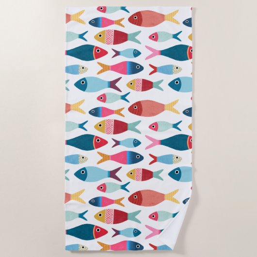 Serviette De Plage Poissons mignons à la plage (Devant)