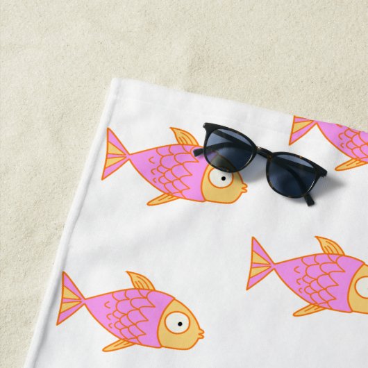Serviette De Plage Poissons roses mignons (En situation)