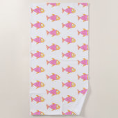 Serviette De Plage Poissons roses mignons (Devant)