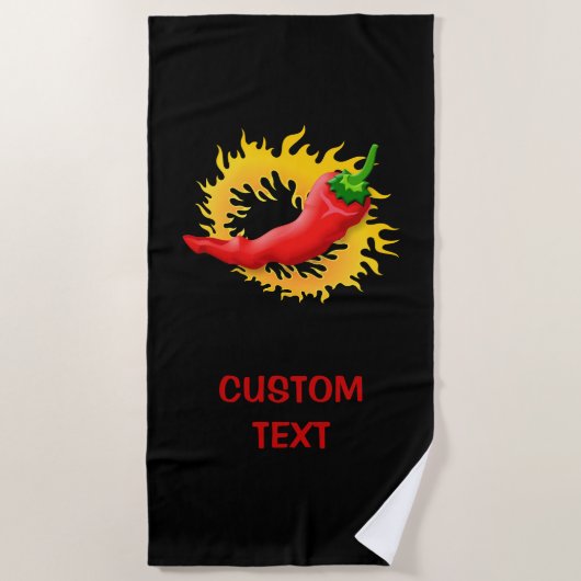 Serviette De Plage Poivre chaud avec flamme (Devant)