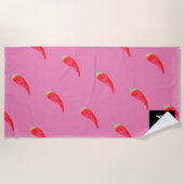 Serviette De Plage Poivrons rouges à l'aquarelle initiale rose (Devant)